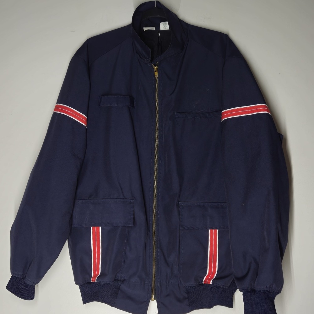 Vintage Unitog Jacket Mens Size 48 Long Union Made Blue Workwear Zip Pockets USA